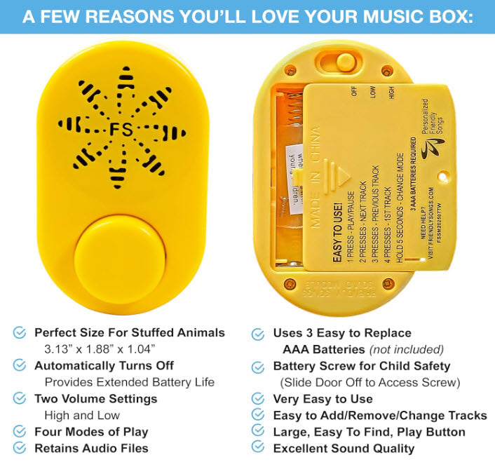 Friendly Songs Sound Module - 2 Hour Voice Box for Stuffed Animals