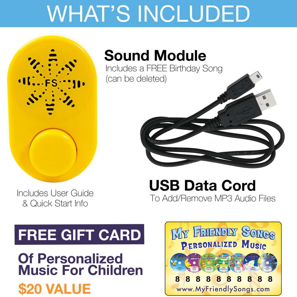 Friendly Songs Sound Module - 2 Hour Voice Box for Stuffed Animals |  WombMusic® by Wusic®