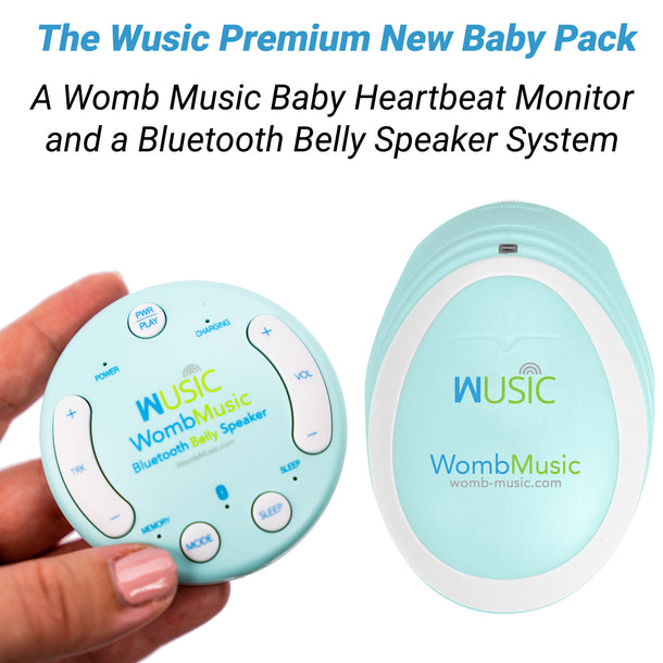 WombMusic PREMIUM New Baby Pack (Heartbeat Monitor & Bluetooth Belly Speaker Set)